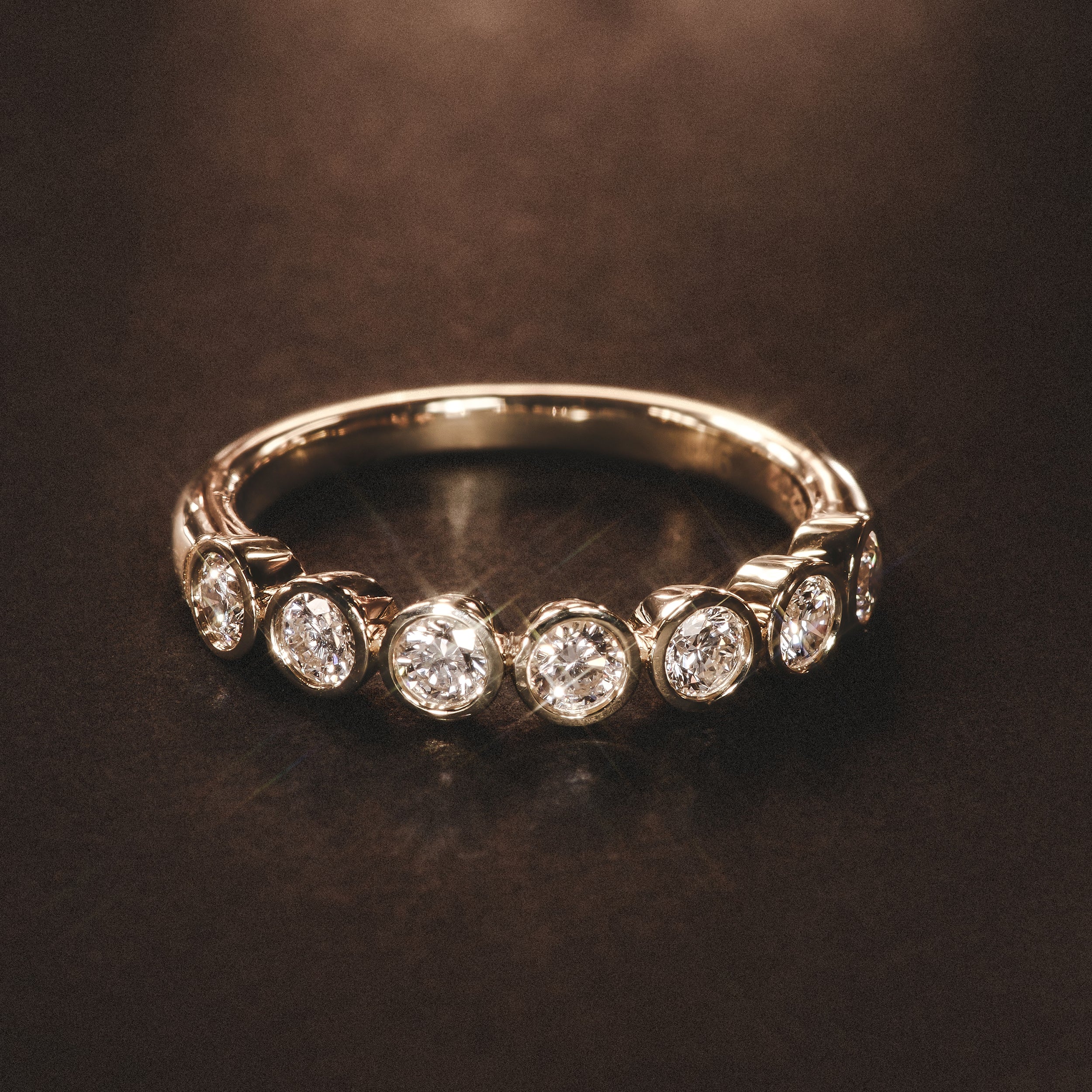 Orbit Half Band 0.30ct F/VS Round Cut Rubover Eternity Ring in 18K Gold Vemeil